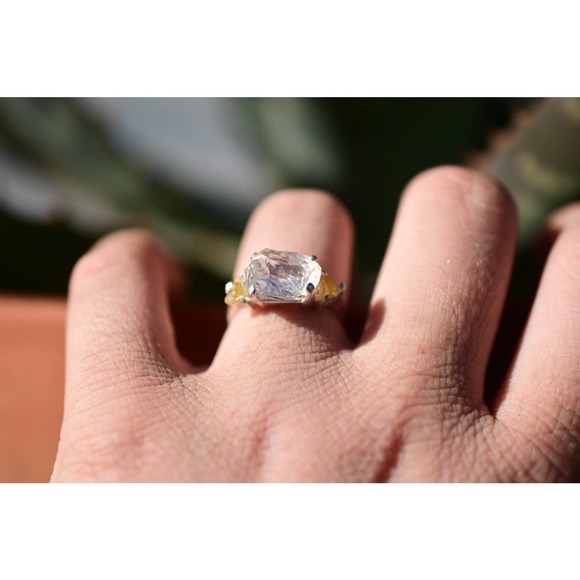 Custom yellow Montana sapphire ring raw clear quartz size 4 5 6 7 8 9 10… - Picture 4 of 9